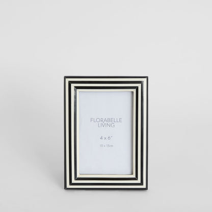Aaro Bone Inlay 4 x 6" Photo Frame Black & White