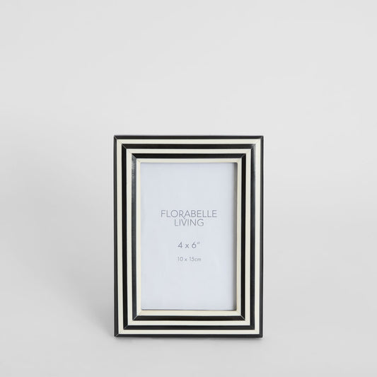 Aaro Bone Inlay 4 x 6" Photo Frame Black & White
