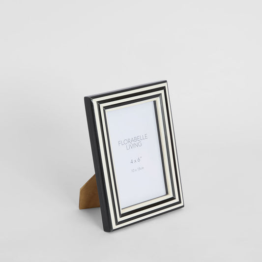 Aaro Bone Inlay 4 x 6" Photo Frame Black & White