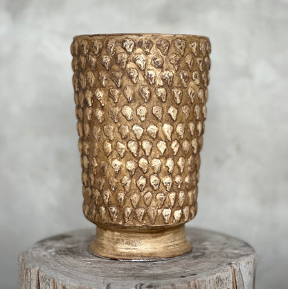 Iris Hobnail Pot Antique Ochre