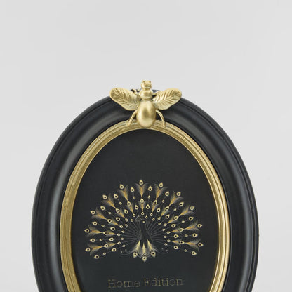 Vera Bee Oval Photo Frame 4 x 6 Black & Gold