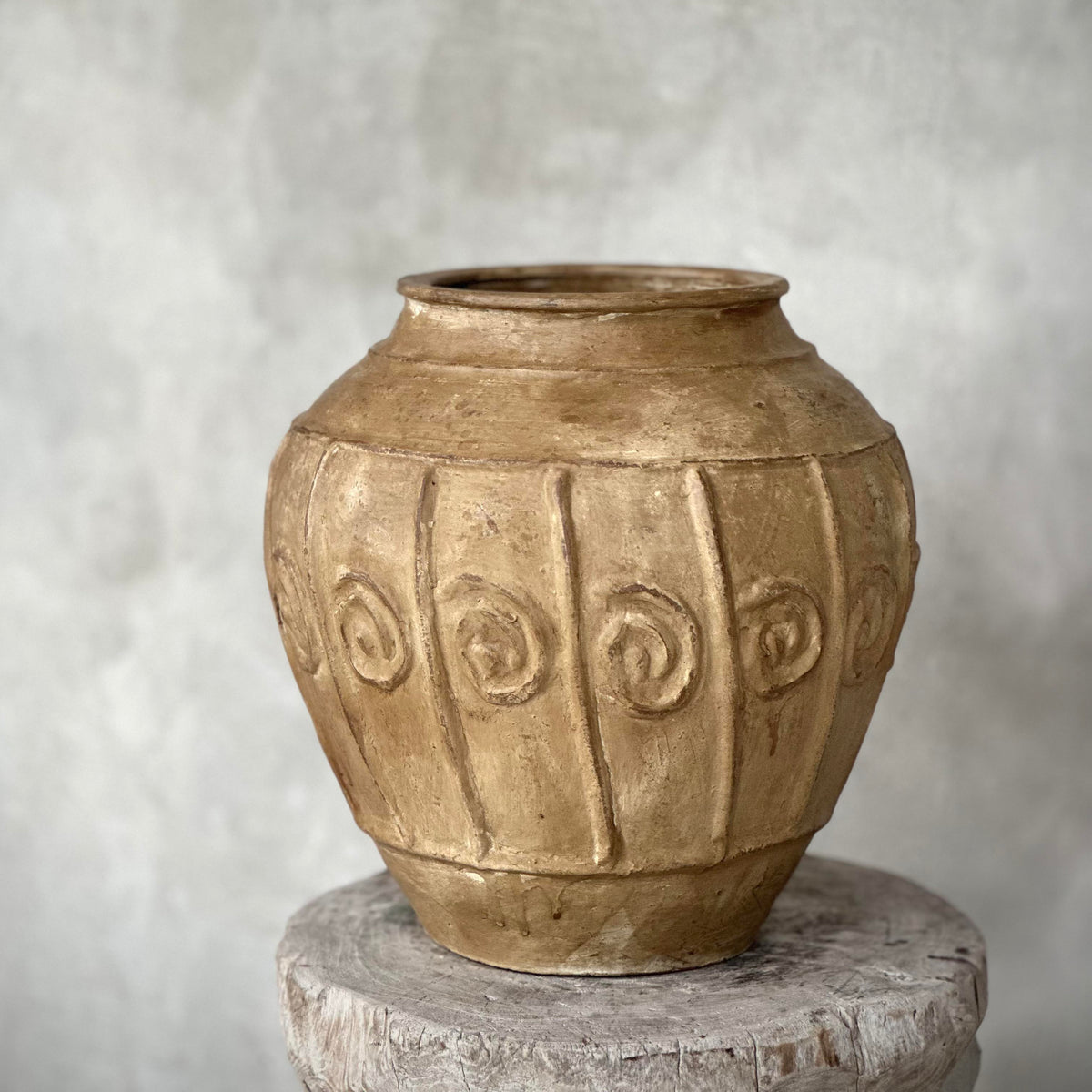 Urn Spiral Pot Antique Ochre