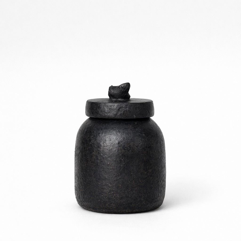 Kodok Canister With Frog Lid Black