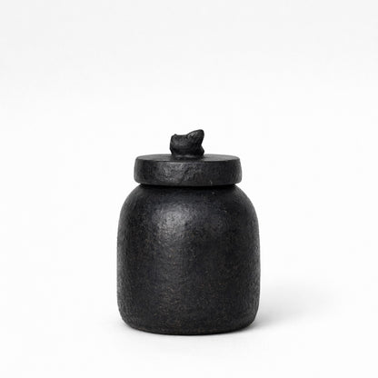 Kodok Canister With Frog Lid Black