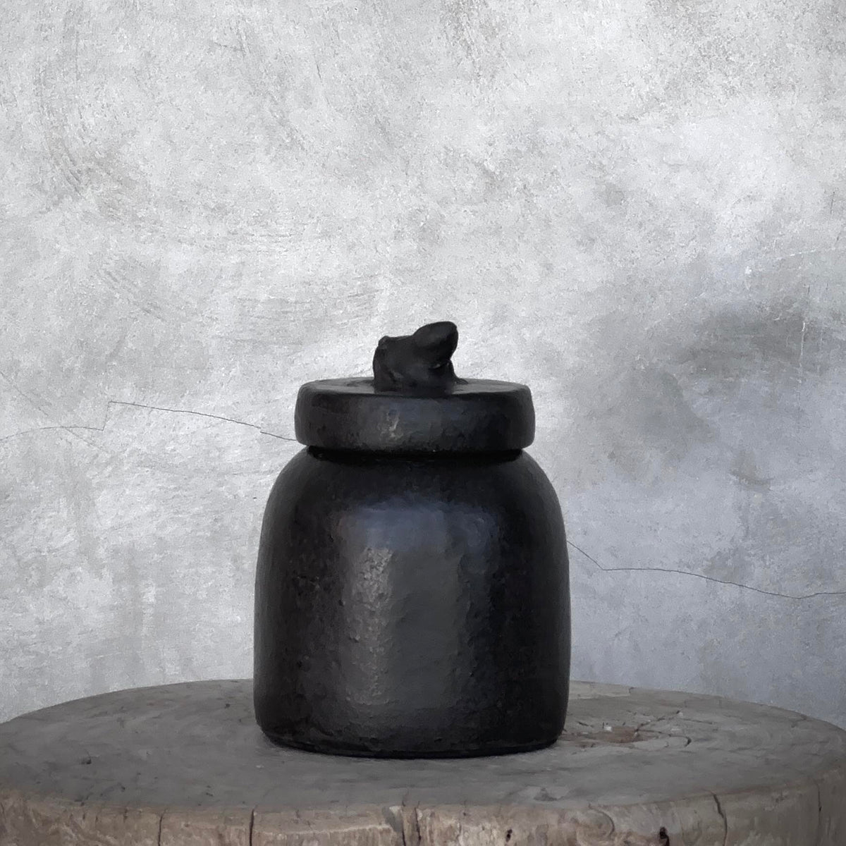 Kodok Canister With Frog Lid Black