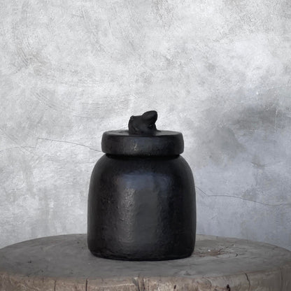 Kodok Canister With Frog Lid Black