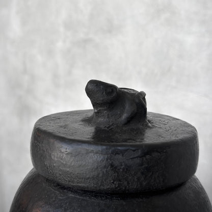 Kodok Canister With Frog Lid Black
