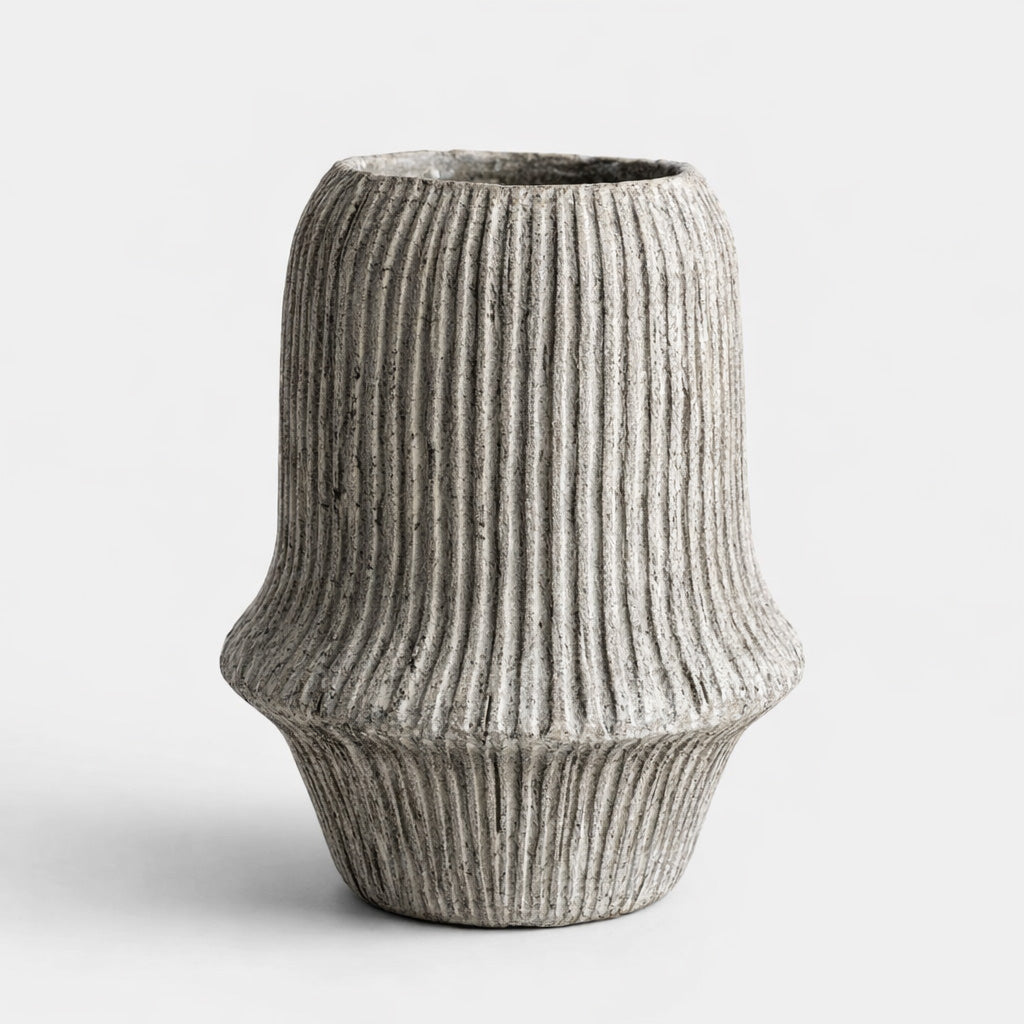 Gali Ribbed Vase Dusty White