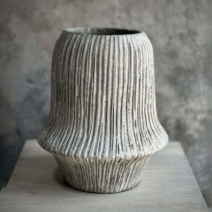 Gali Ribbed Vase Dusty White