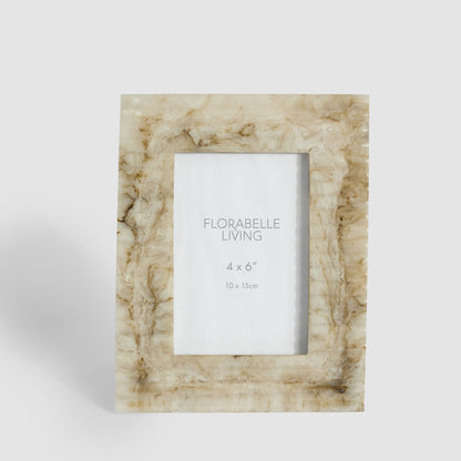 Mist 4 x 6" Ribbed Resin Photo Frame Beige