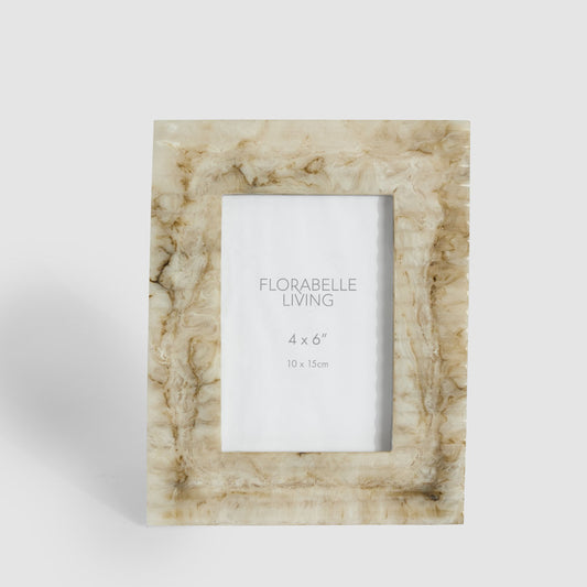 Mist 4 x 6" Ribbed Resin Photo Frame Beige