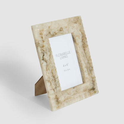 Mist 4 x 6" Ribbed Resin Photo Frame Beige