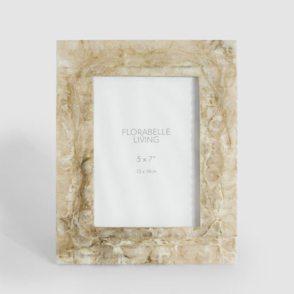 Mist 5 x 7" Ribbed Resin Photo Frame Beige