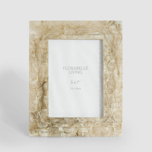 Mist 5 x 7" Ribbed Resin Photo Frame Beige