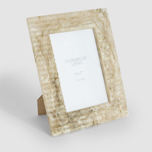 Mist 5 x 7" Ribbed Resin Photo Frame Beige