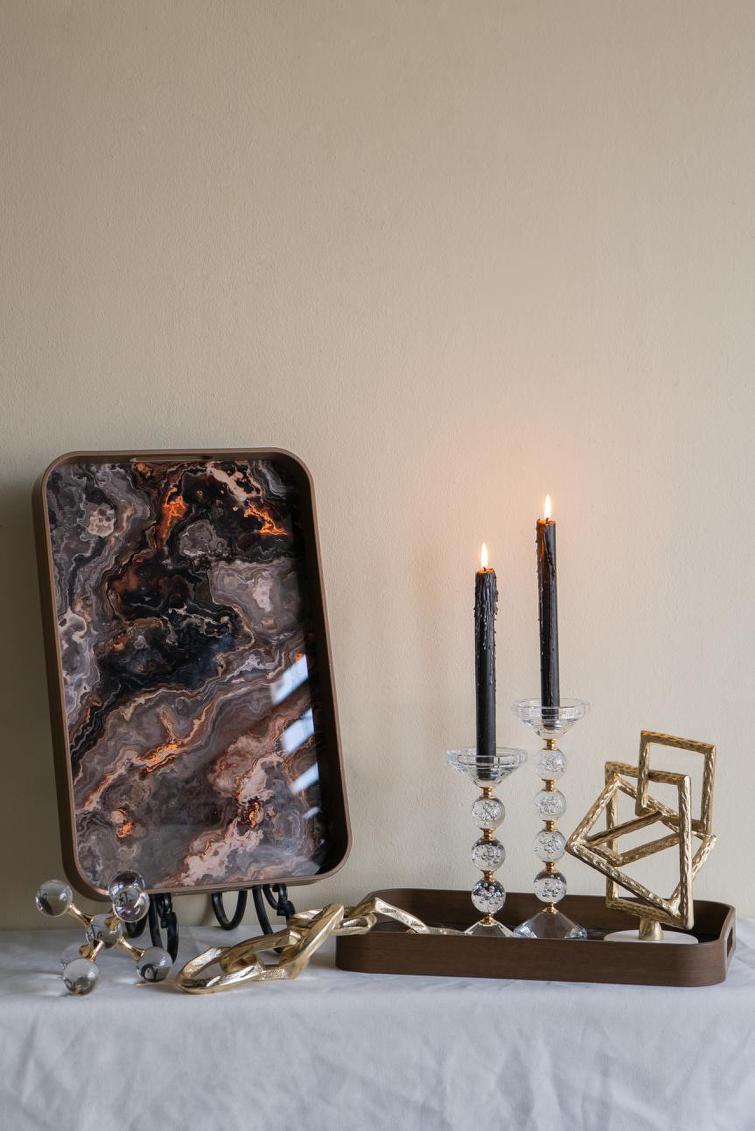 Granite Glass Tray Set of 2