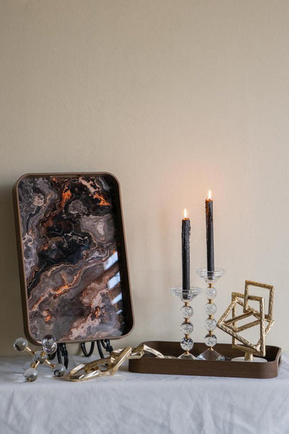 Granite Glass Tray Set of 2