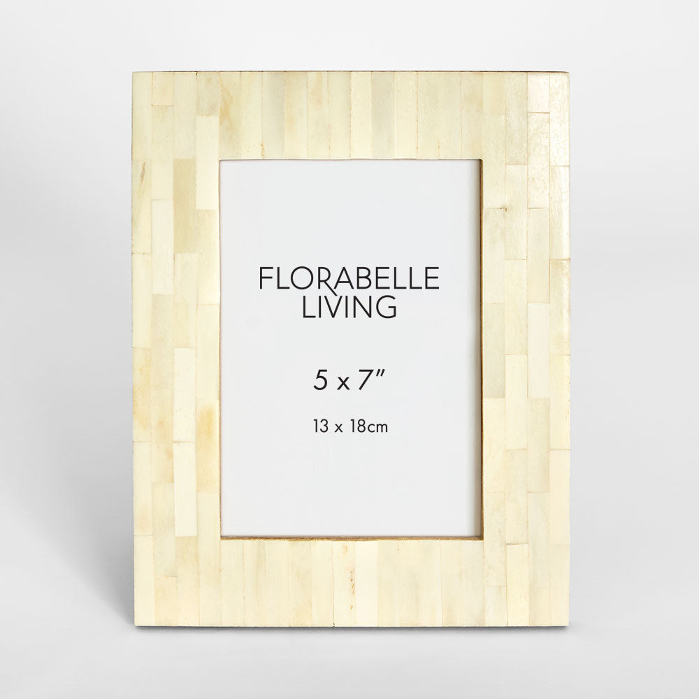 Nira Bone Inlay 5 x 7 " Photo Frame White