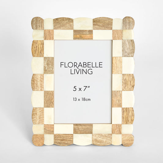 Vena Bone Inlay 5 x 7 " Photo Frame Natrual & White