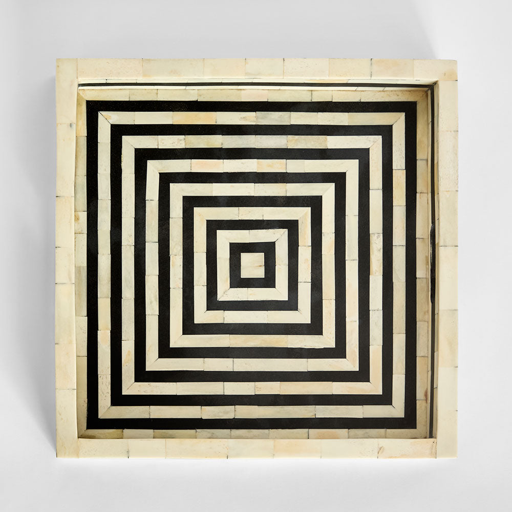Reed Bone Inlay Tray Black & White