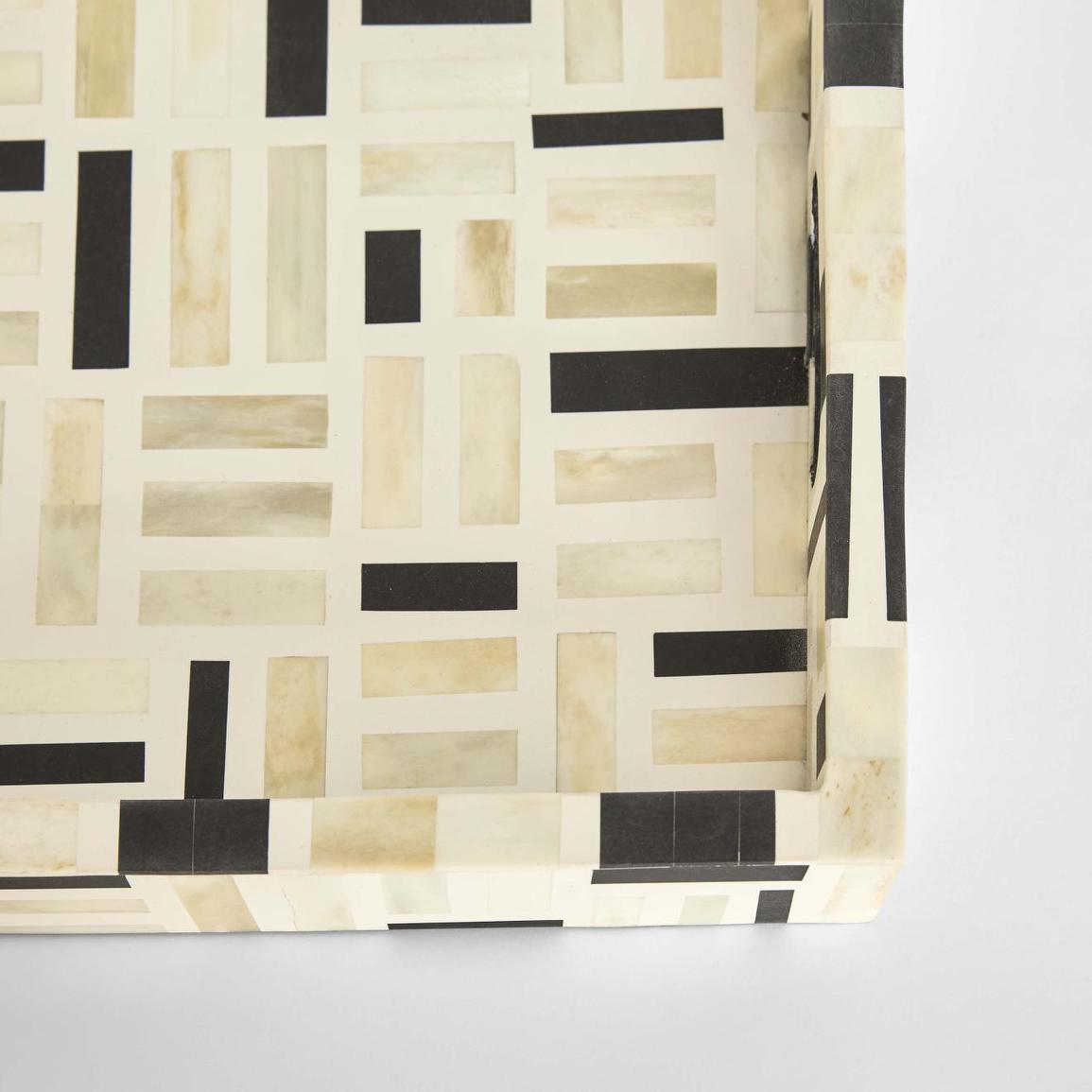 Cubo Bone Inlay Tray White & Black