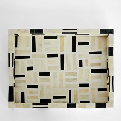 Cubo Bone Inlay Tray White & Black