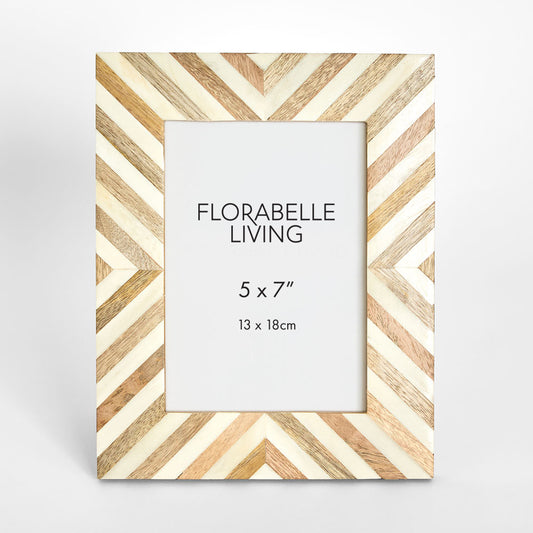 Tova Bone Inlay 5 x 7 " Photo Frame Natrual & White