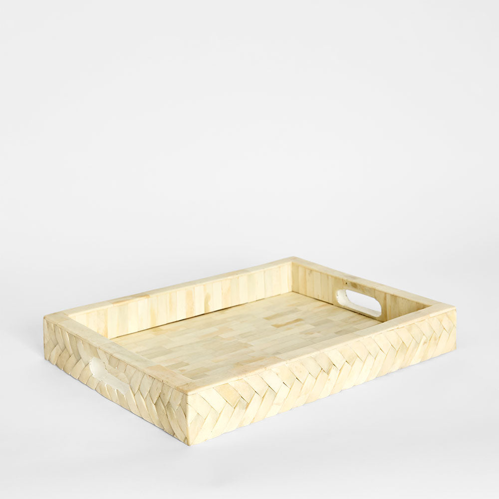 Brea Bone Inlay Tray White