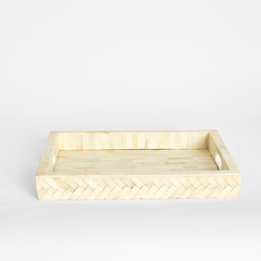 Brea Bone Inlay Tray White