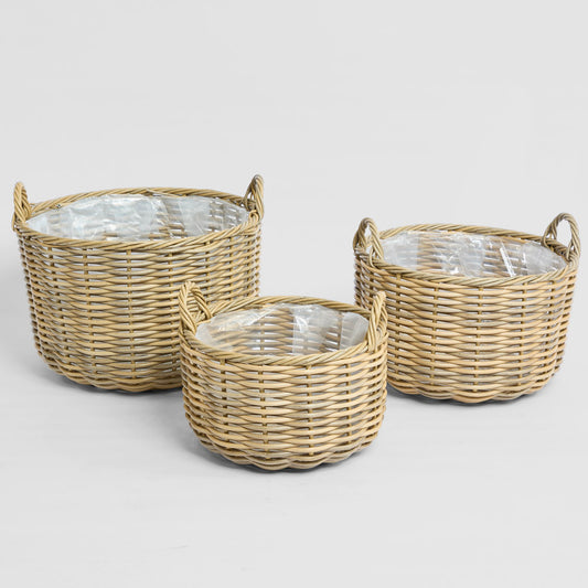 Saguaro Basket Set of 3 PE Rattan