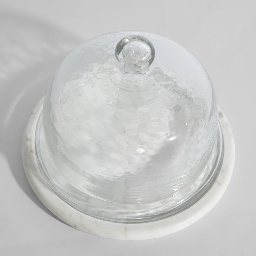 Franche Wide Cloche Marble White
