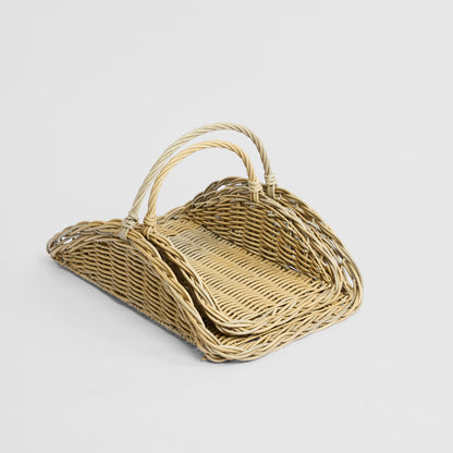 Saguaro Wood Basket Set of 2 PE Rattan