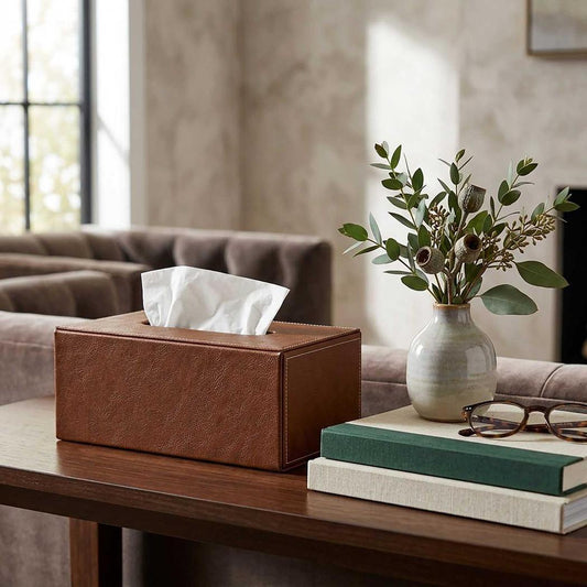 Genieve Rectangle Tissue Box Tan