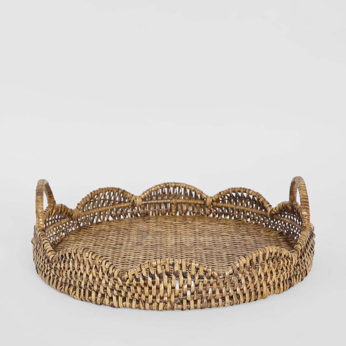 Mesa Rattan Scallop Tray Brown