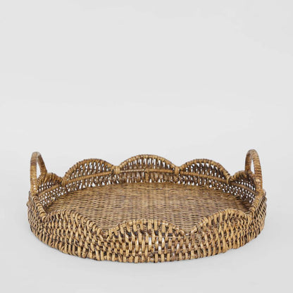 Mesa Rattan Scallop Tray Brown