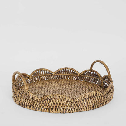 Mesa Rattan Scallop Tray Brown