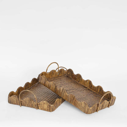 Emma Set of 2 Rattan Scallop Tray Natural