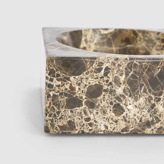 Oro Concave Bowl Dark Emperador Marble