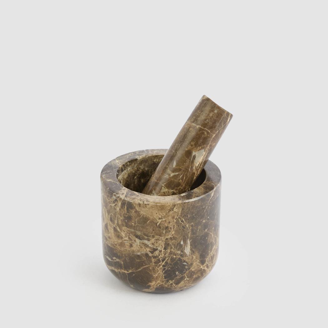 Oro Mortar & Pestle Dark Emperador Marble