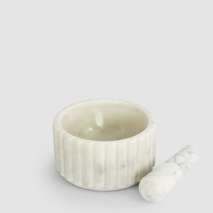 Roma Ribbed Mortar & Pestle Marble