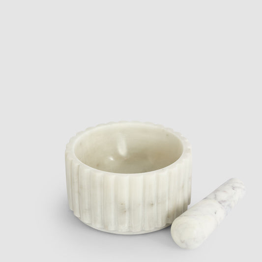 Roma Ribbed Mortar & Pestle Marble
