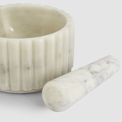 Roma Ribbed Mortar & Pestle Marble