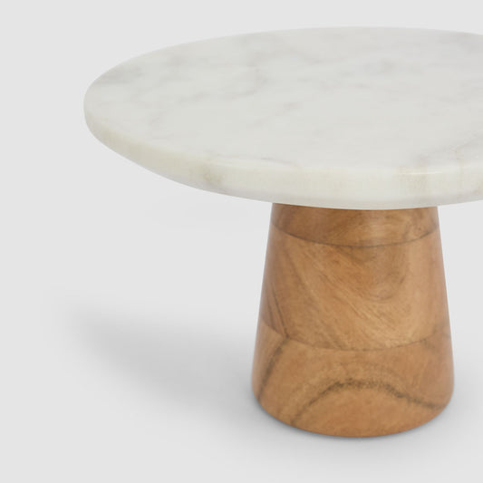 Roma Cake Stand Marble & Acacia