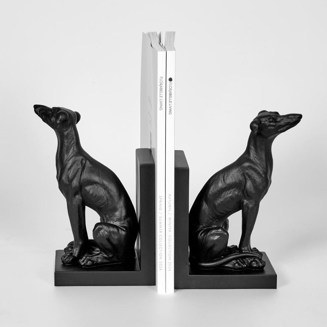 Lino Dog Bookends Black