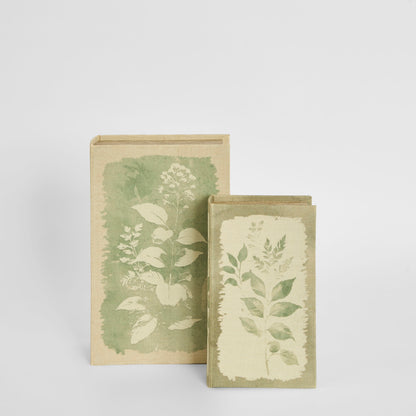 Decorative Book Box Set of Two Light Green