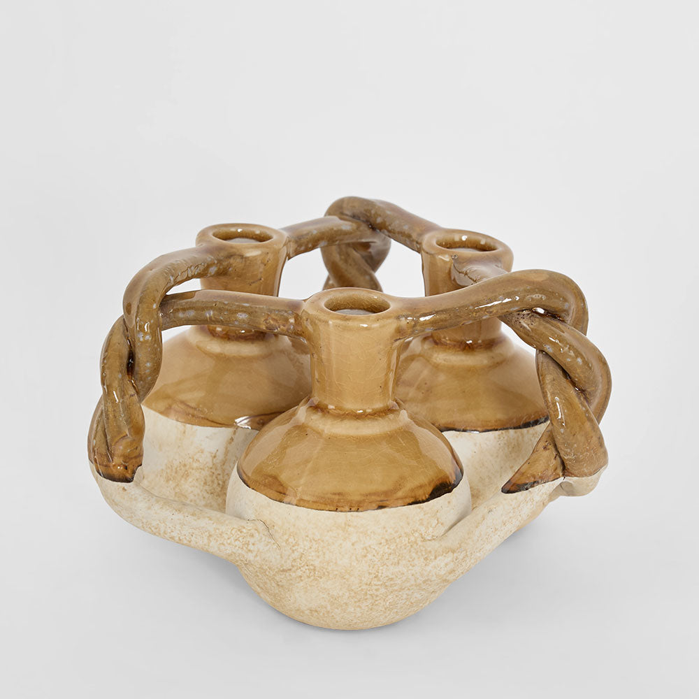 Petal Bud Vase Mustard & White