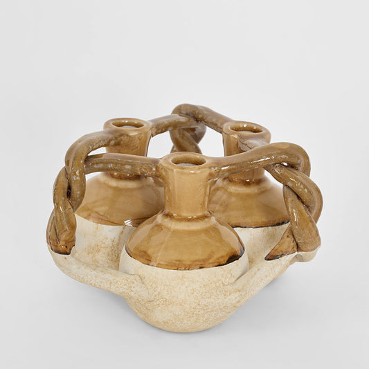 Petal Bud Vase Mustard & White