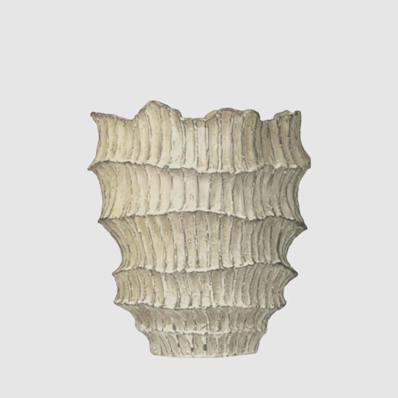 Ruffle Vase Off White
