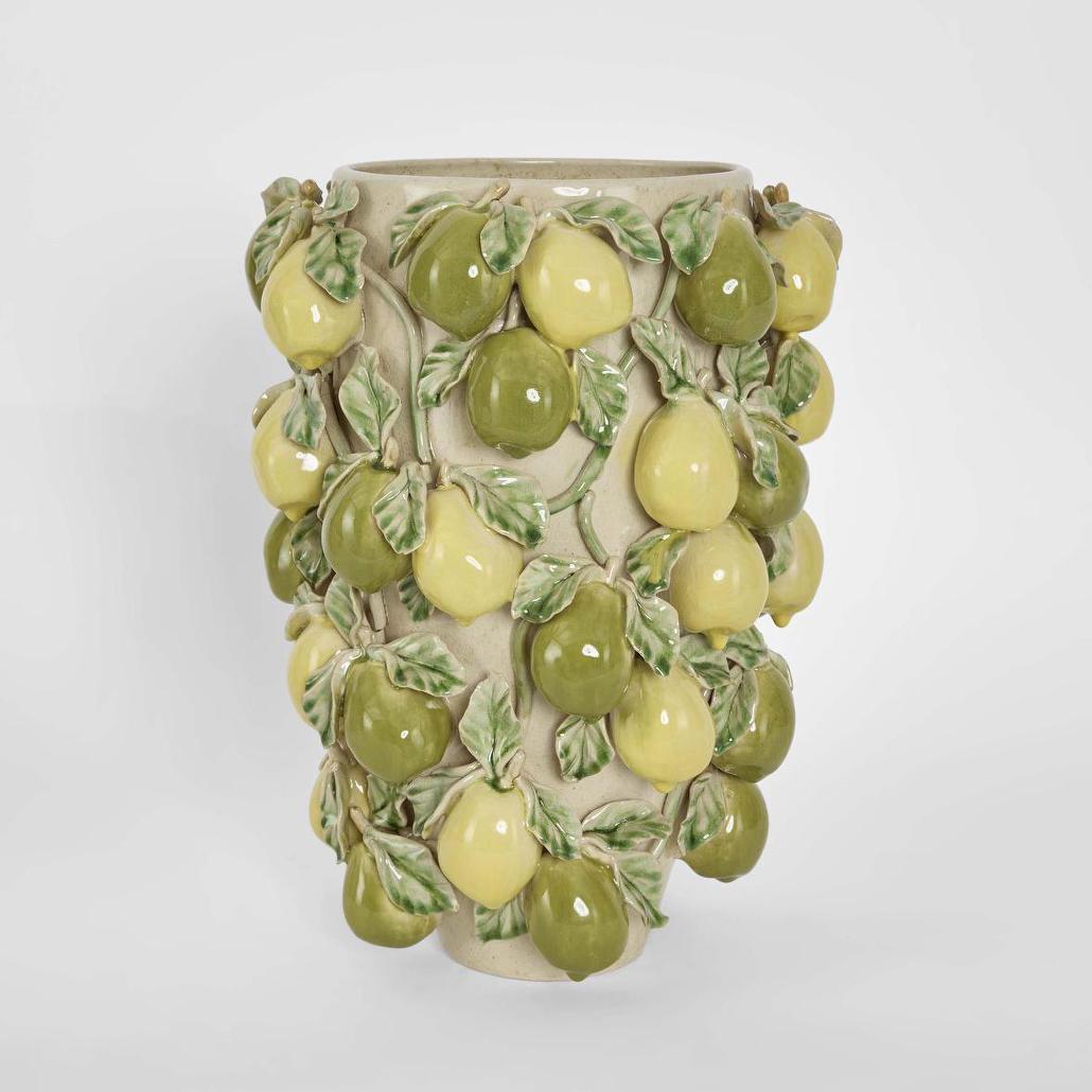 Pear Tall Vase Green & Yellow