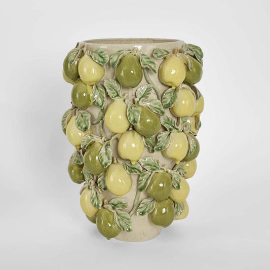 Pear Tall Vase Green & Yellow